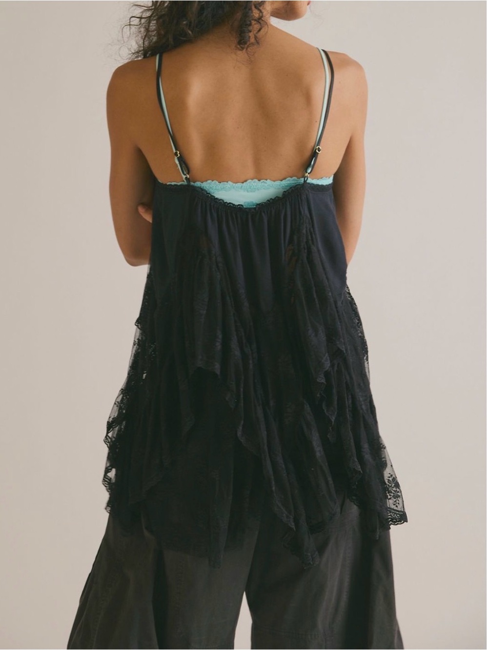 Free People intimately Sunday Candy Mini Slip Black Lace Chemise sz M NEVER WOR - Picture 3 of 7
